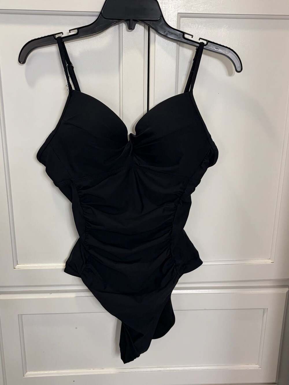 Assets by Sara Blakely Spanx Black Ruched Shape Wear One-Piece Swimsuit